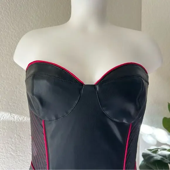 Zara faux leather sweet heart mini dress womens size large - Picture 4 of 10